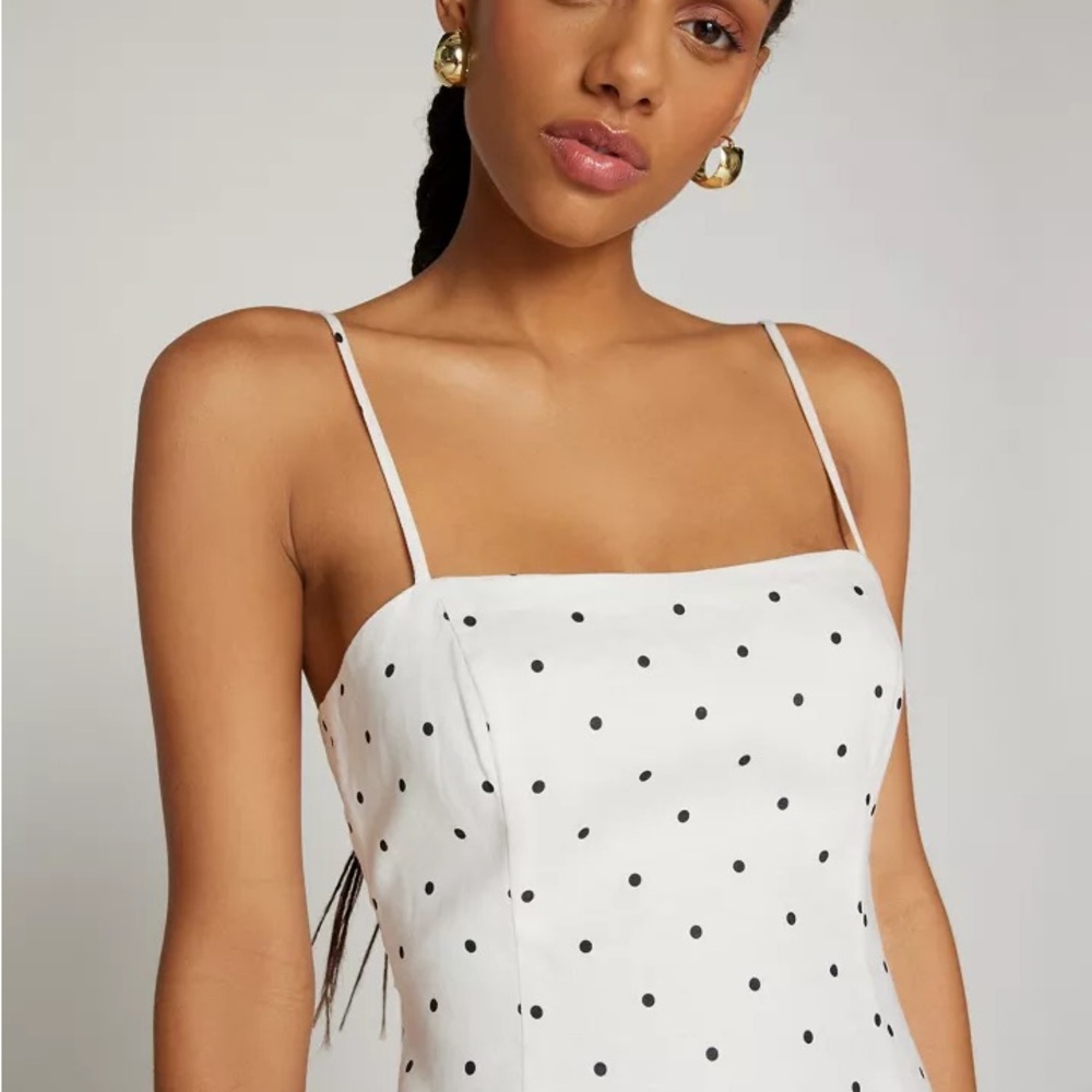 Bardot Polka Dot Linen Mini Dress